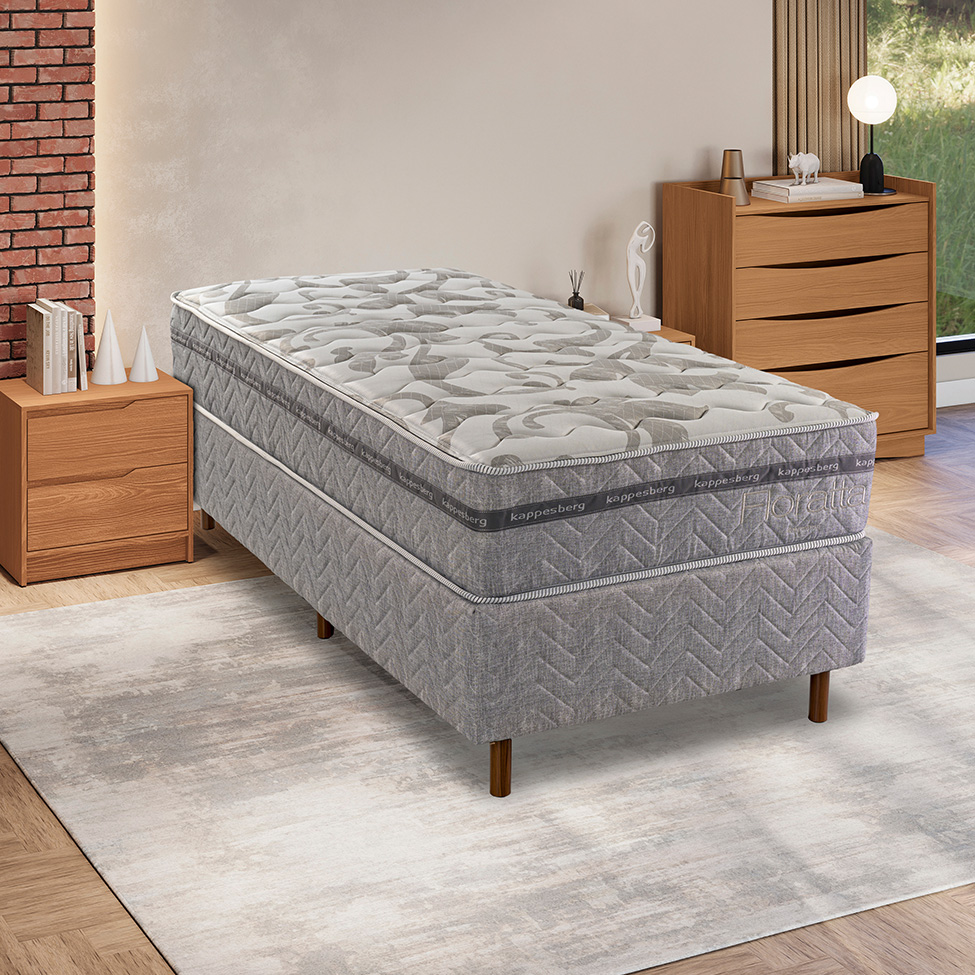 Colchão Solteiro Mola Ensacada Floratta (26x88x188) Cinza