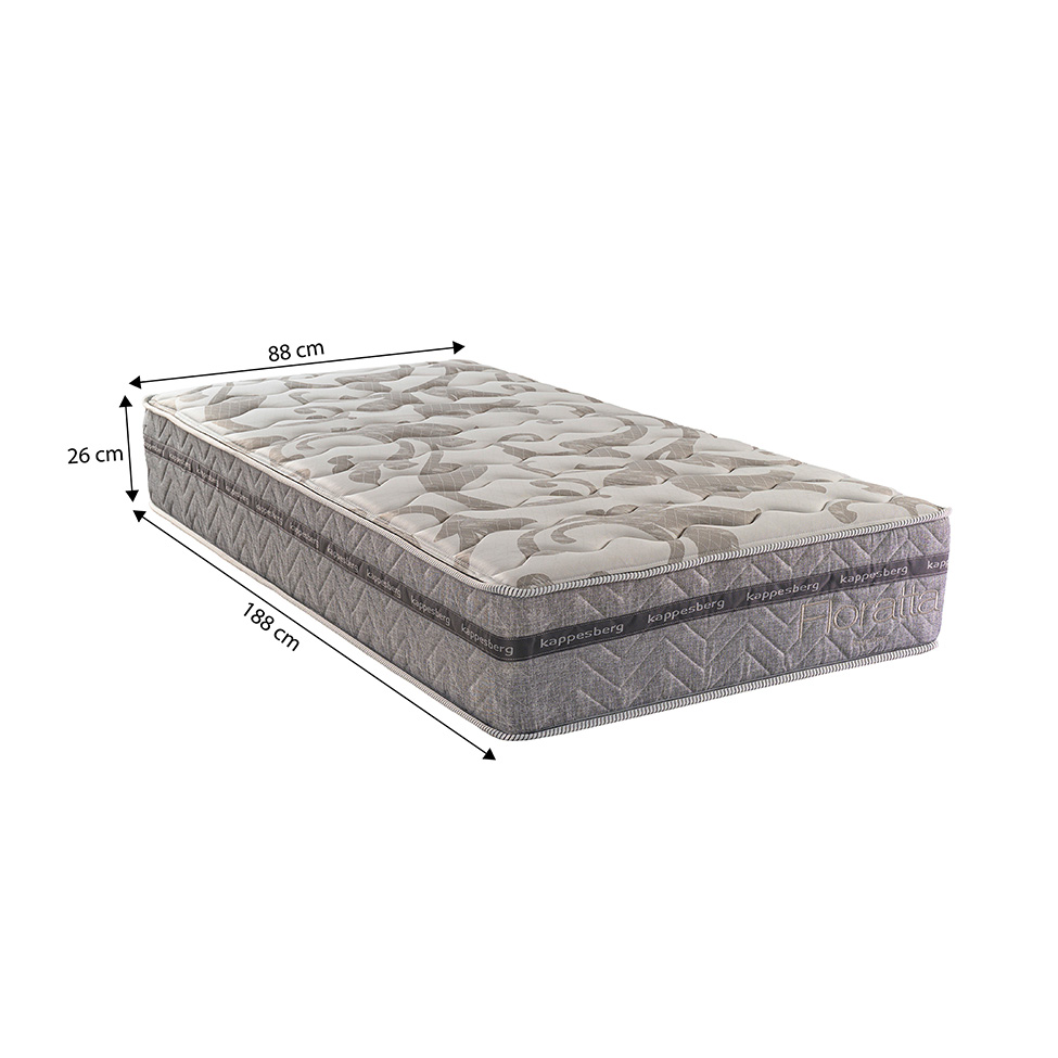 Colchão Solteiro Mola Ensacada Floratta (26x88x188) Cinza