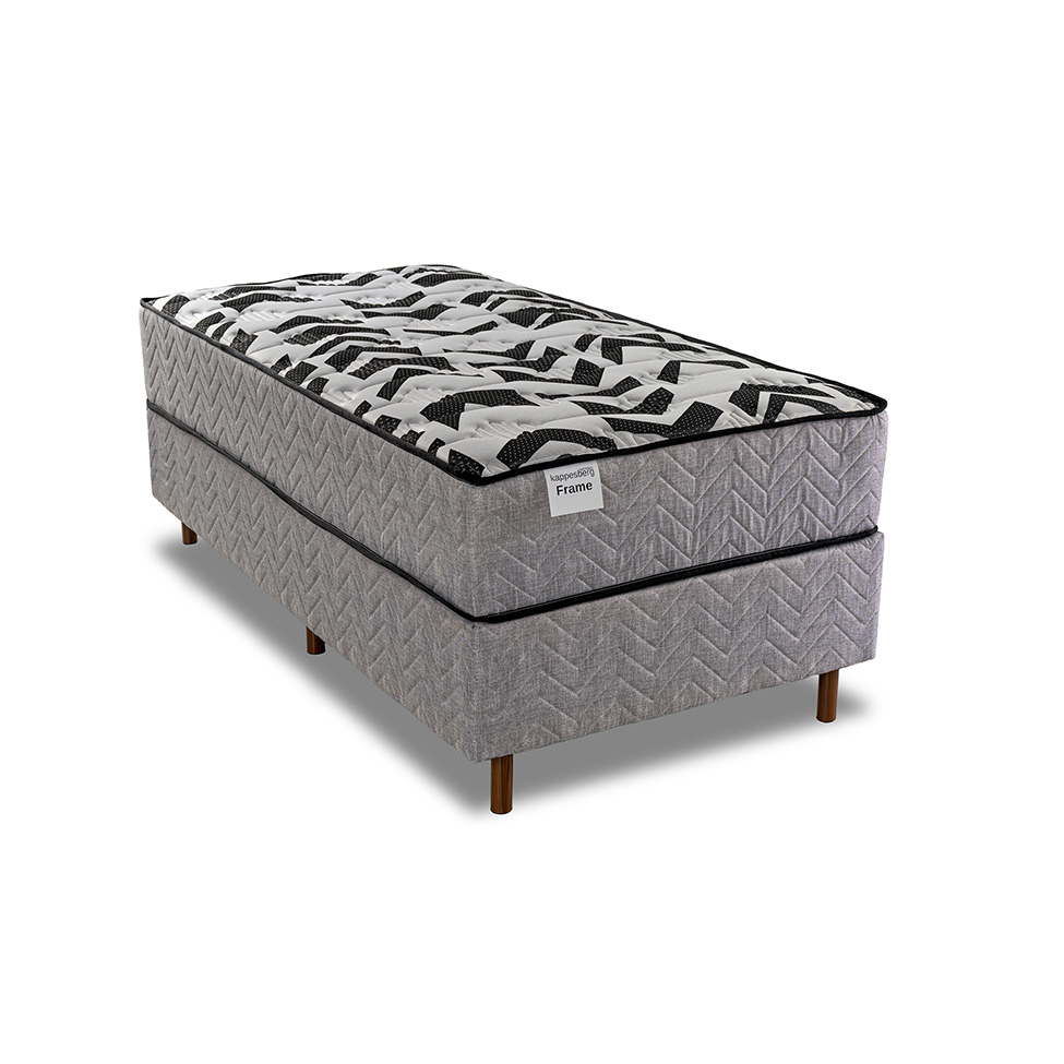 Colchão Solteiro Mola Ensacada Frame (24x88x188) Cinza e Preto