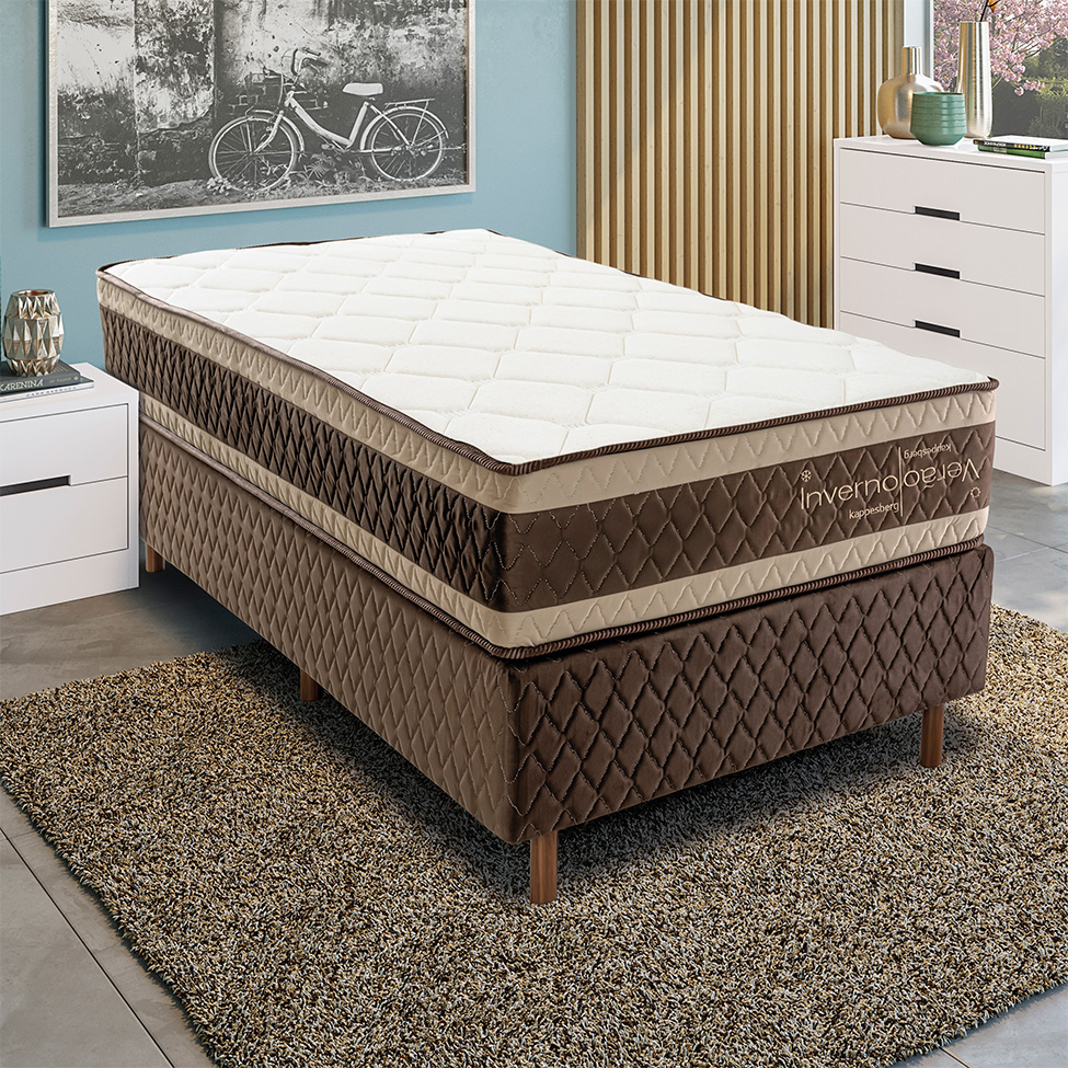 Colchão Solteiro Mola Ensacada Inverno/Verão (31x88x188) Marrom e Bege