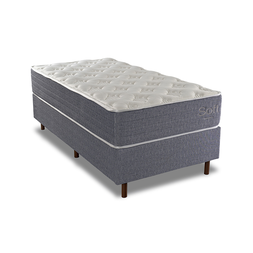 Colchão Solteiro Mola Ensacada Soft (28x88x188) Branco e Cinza