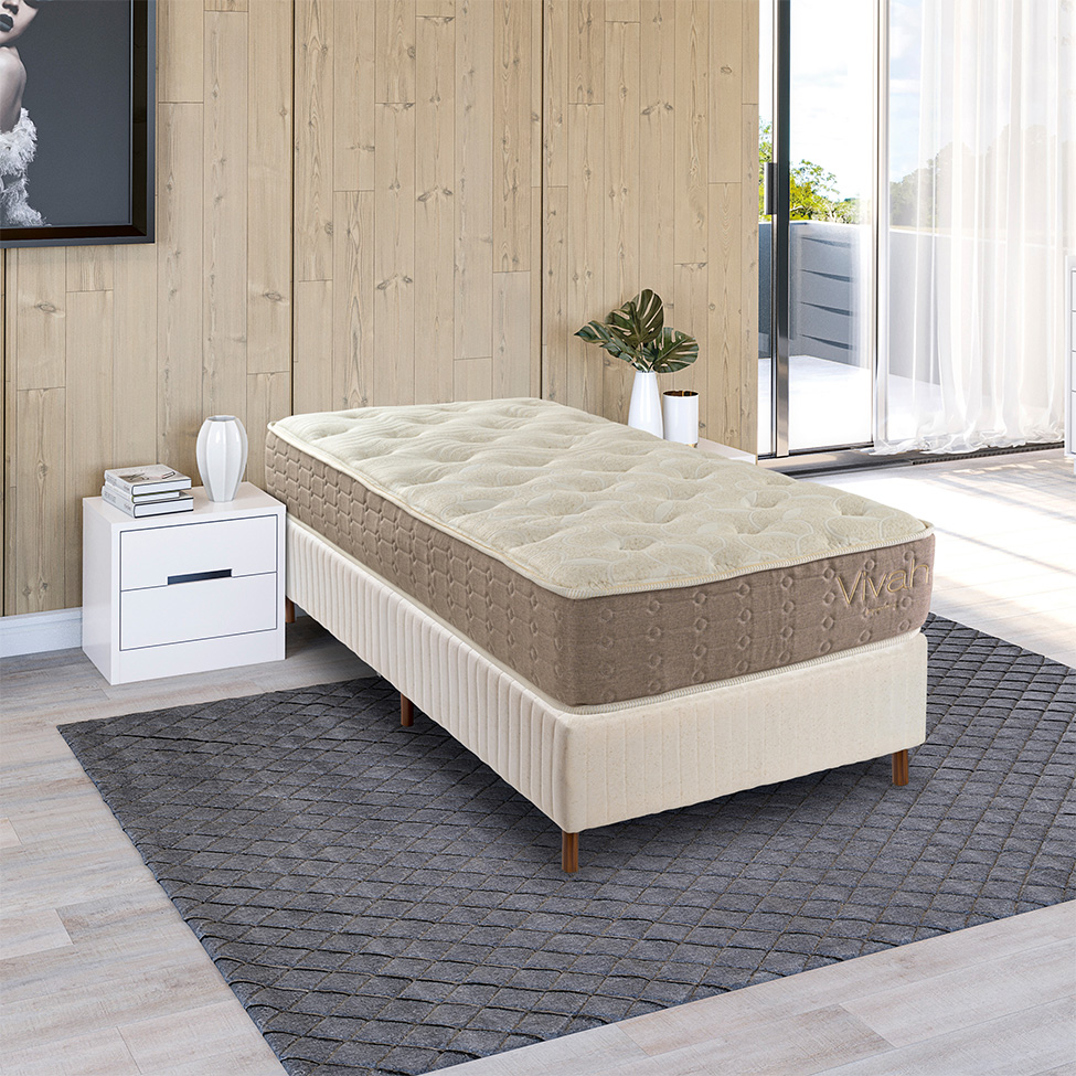 Colchão Solteiro Mola Ensacada Vivah (30x88x188) Bege
