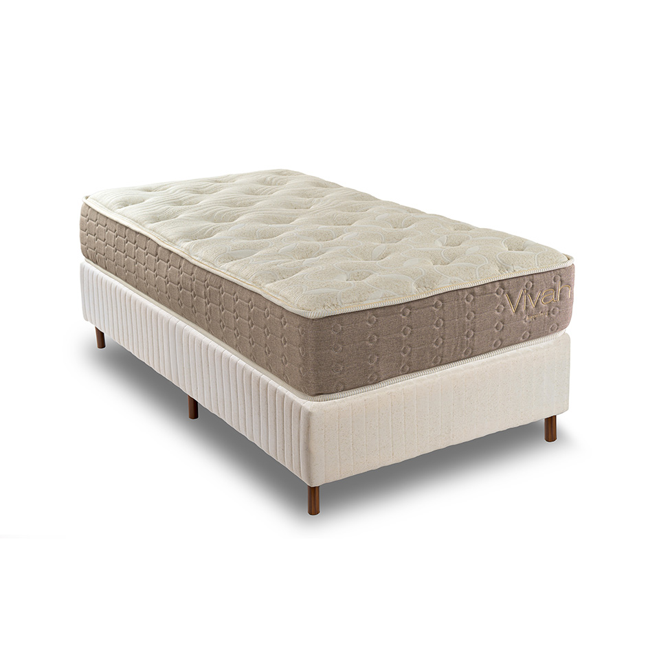 Colchão Solteiro Mola Ensacada Vivah (30x88x188) Bege