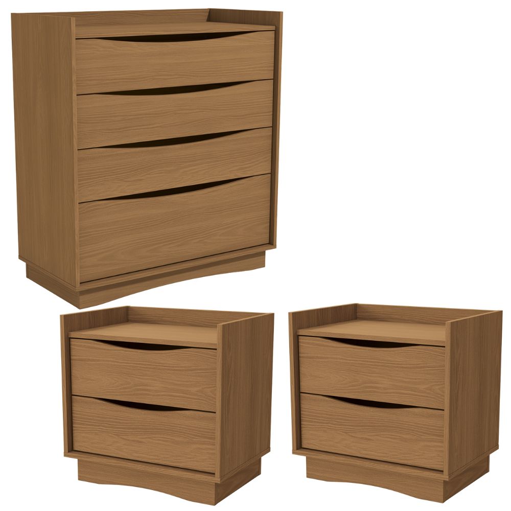 Comoda 4 Gavetas 02 Mesas de Cabeceira 2G M26061 Canela Kappesberg