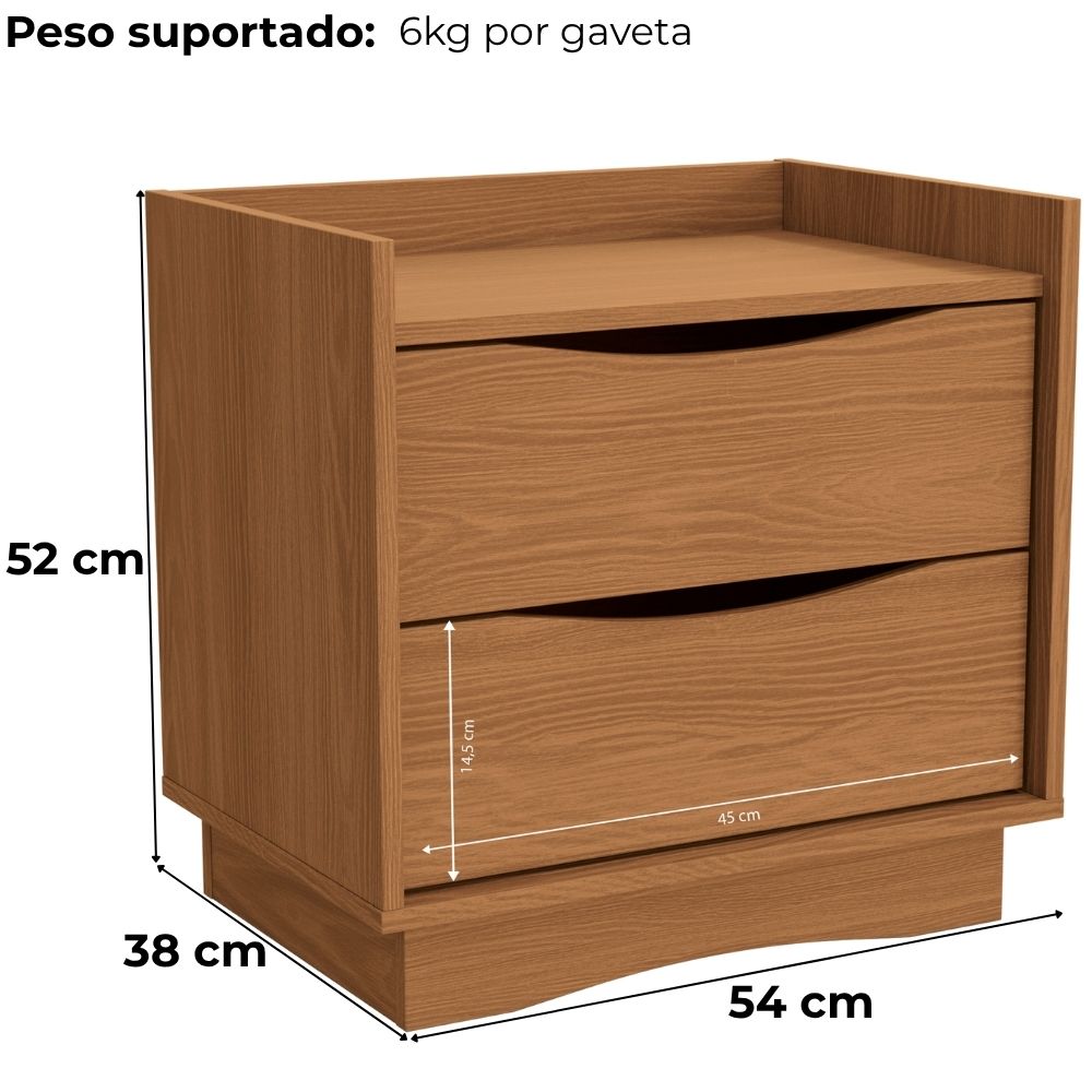 Comoda 4 Gavetas 02 Mesas de Cabeceira 2G M26061 Canela Kappesberg