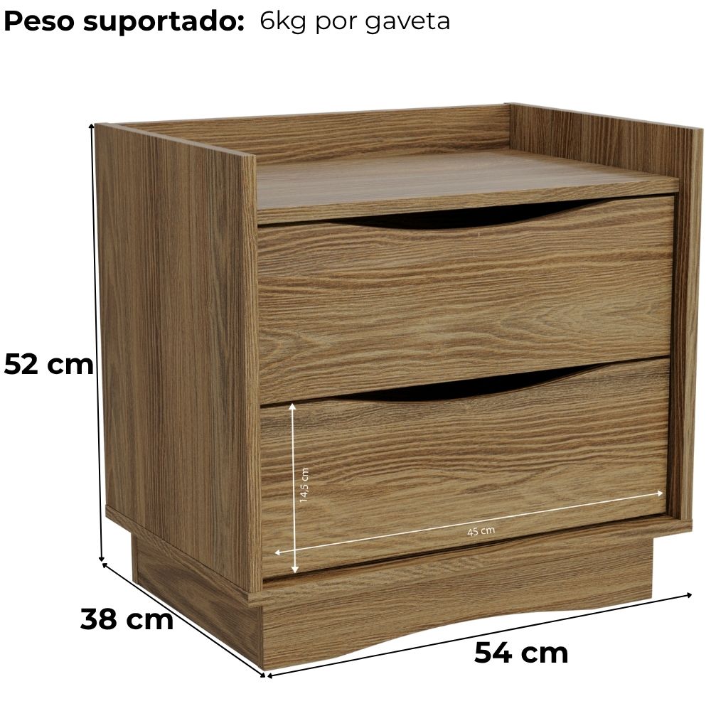 Comoda 4 Gavetas 02 Mesas de Cabeceira 2G M26061 Nogueira Kappesberg