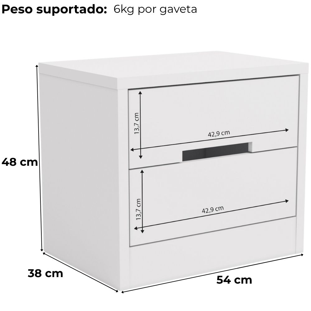 Comoda 4 Gavetas 02 Mesas de Cabeceira 2G S82224 Branco Kappesberg