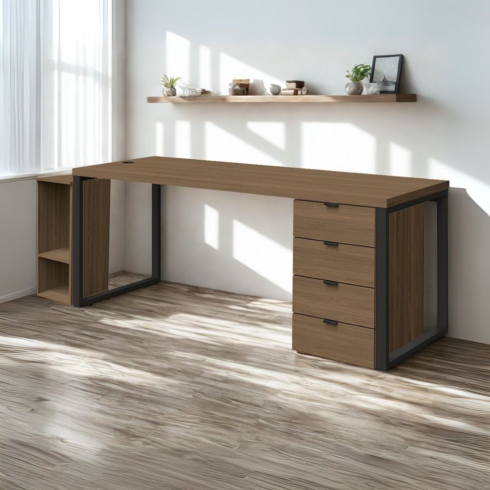 Conjunto Escritorio Industrial 3 Peças 190 cm Frame Munique Kappesberg