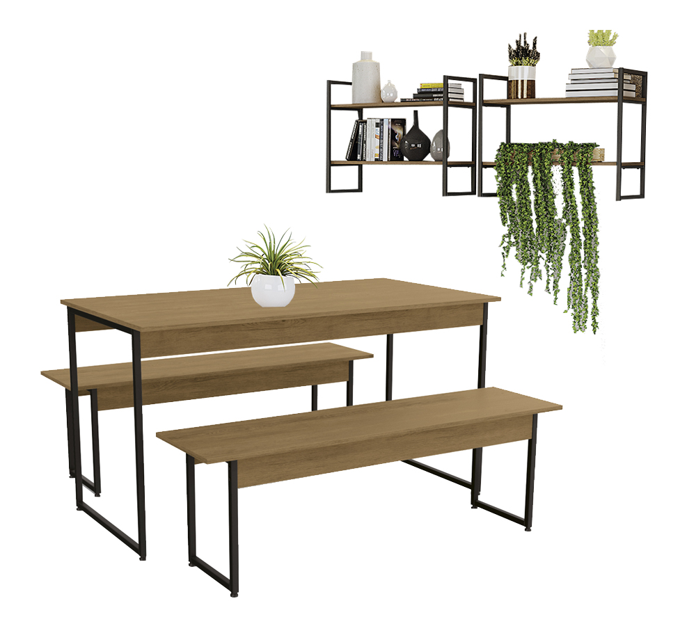 Conjunto Para Area Gourmet 03 Pecas Industrial Crome 24 Freijo Preto Kappesberg