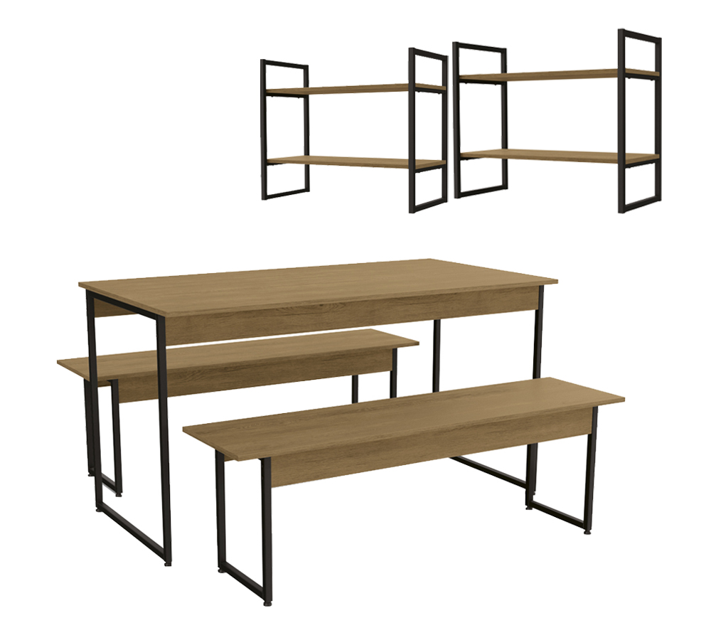 Conjunto Para Area Gourmet 03 Pecas Industrial Crome 24 Freijo Preto Kappesberg