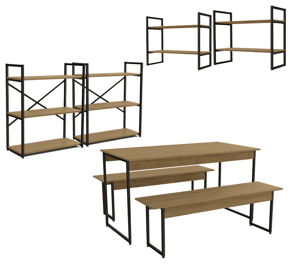Conjunto Para Area Gourmet 05 Pecas Industrial Crome 25 Freijo Preto Kappesberg