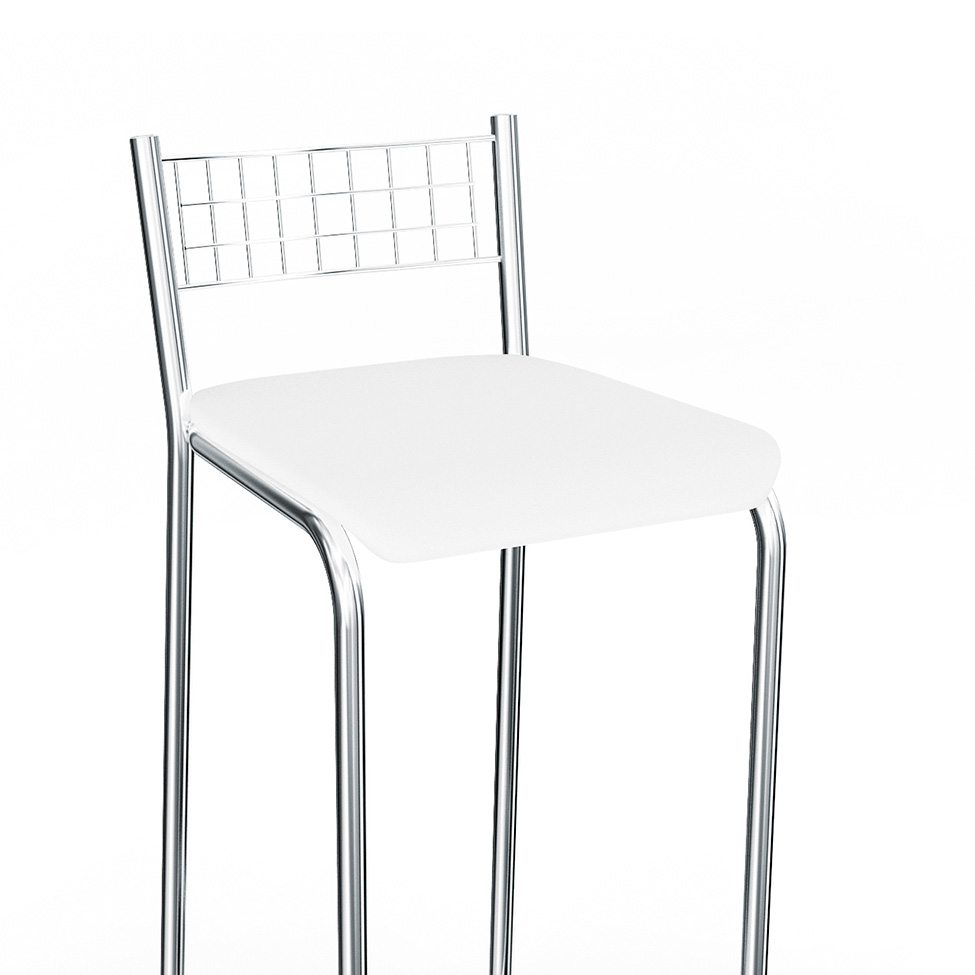 Conjunto com 2 Banquetas Gênova Corino Branco e Cromado