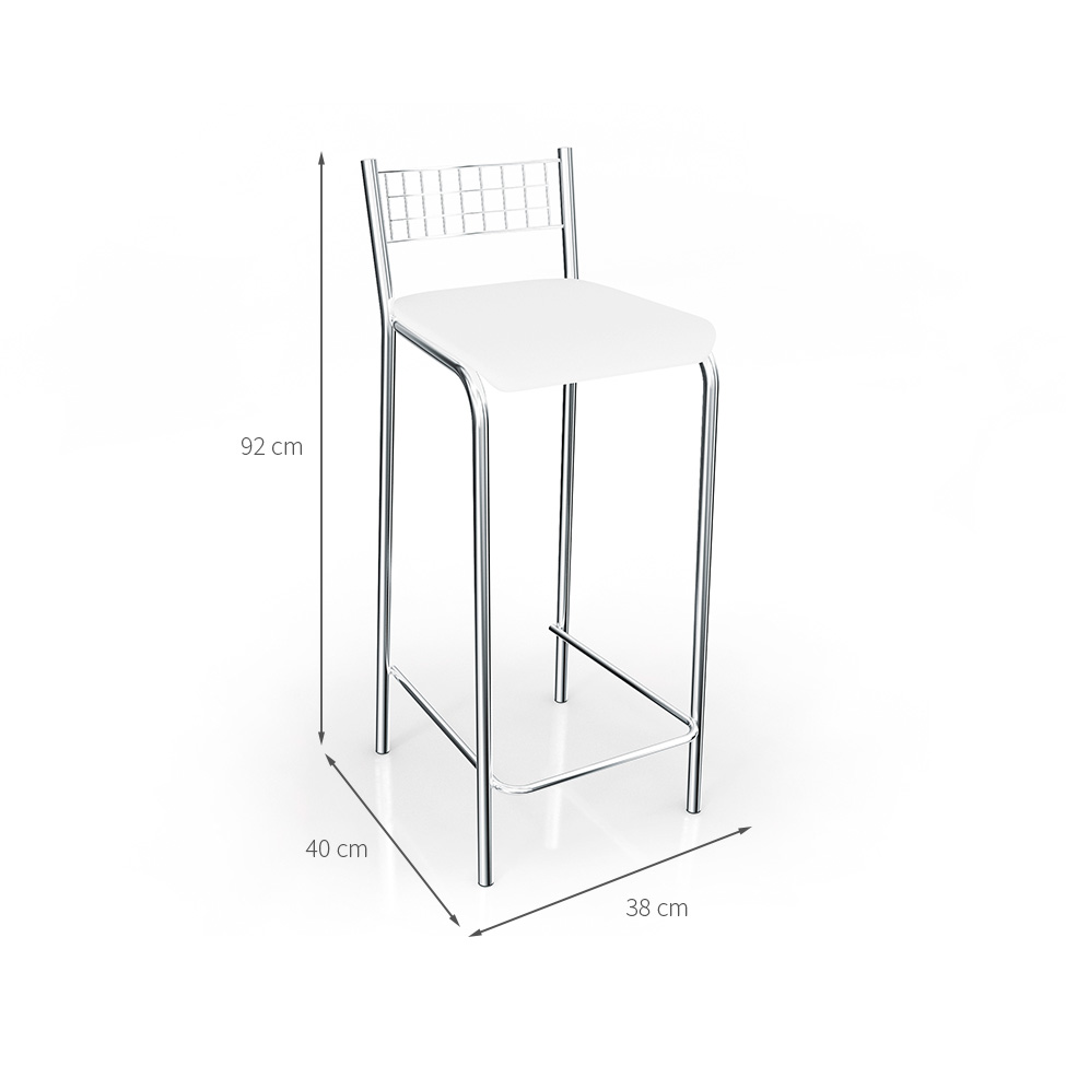 Conjunto com 2 Banquetas Gênova Corino Branco e Cromado