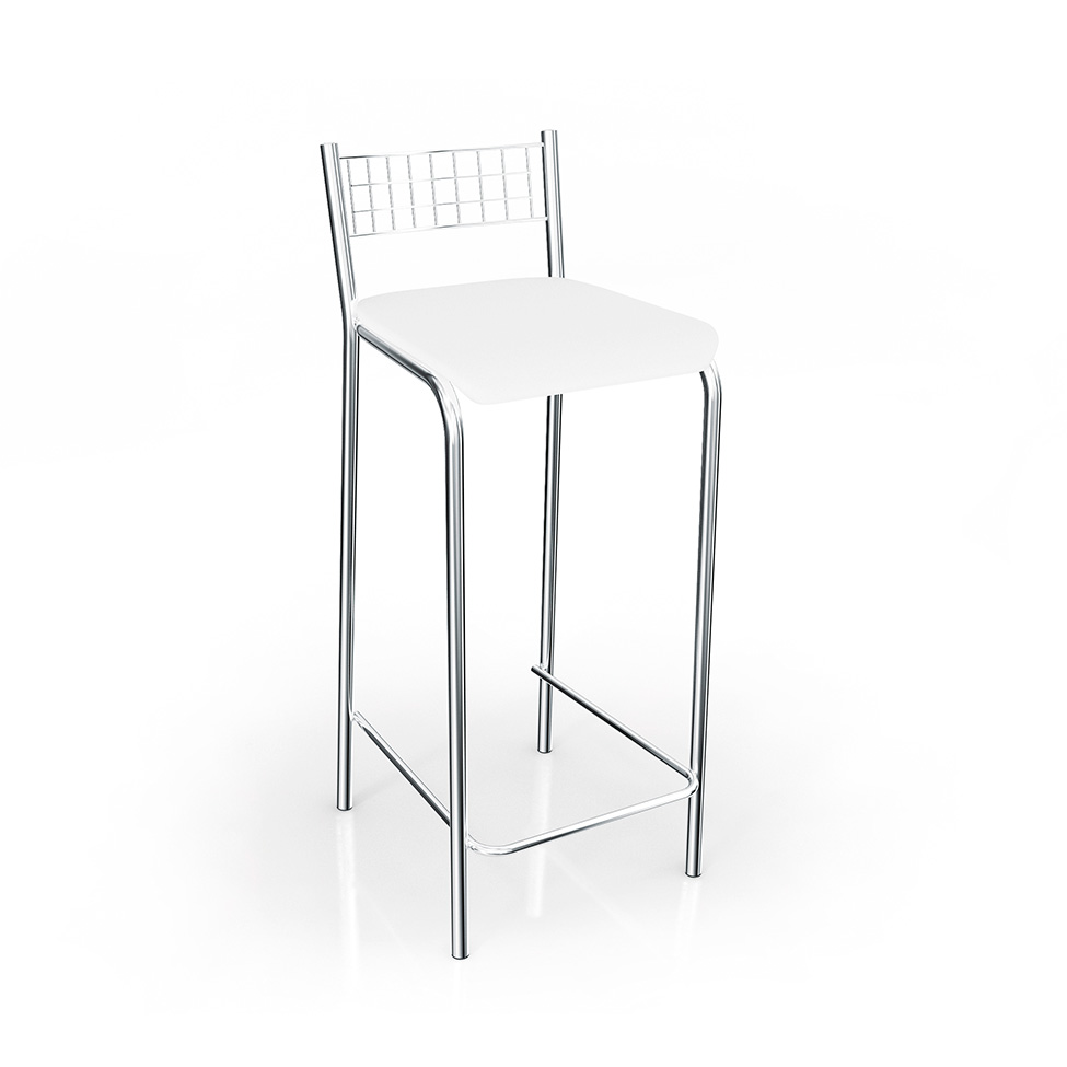 Conjunto com 2 Banquetas Gênova Corino Branco e Cromado