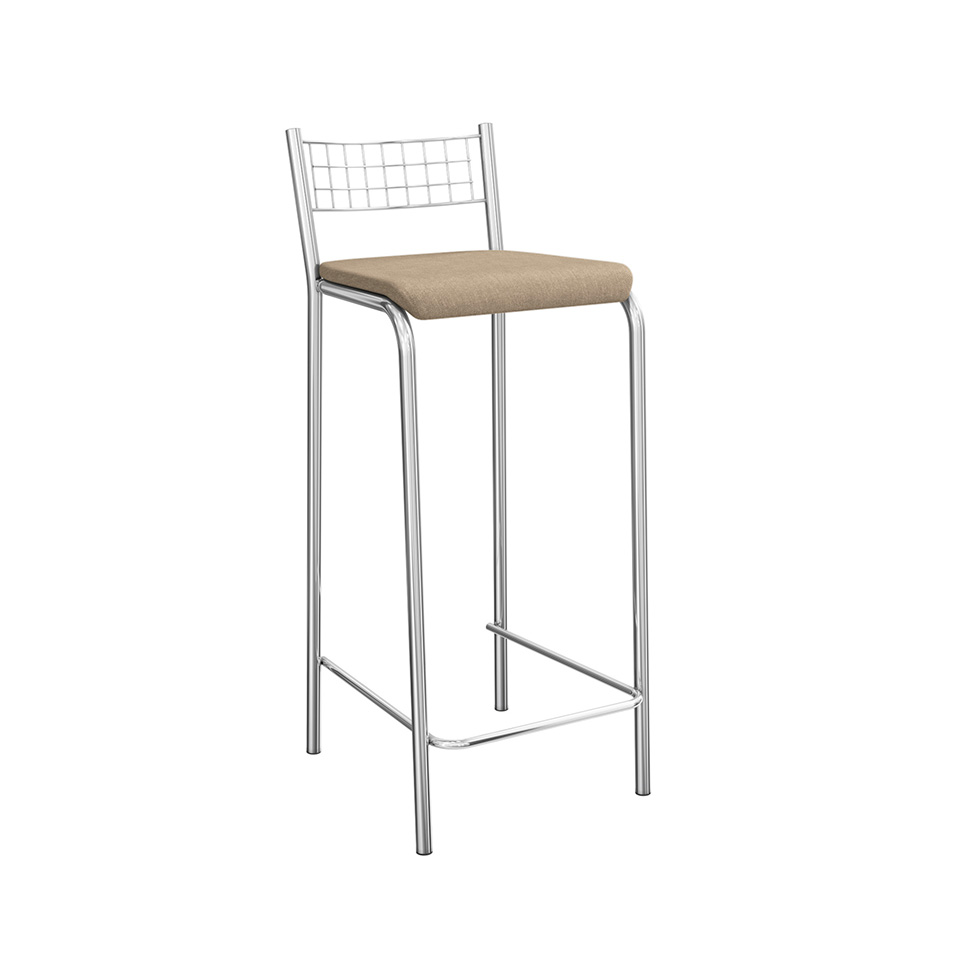 Conjunto com 2 Banquetas Gênova Corino Marrom Claro e Cromado