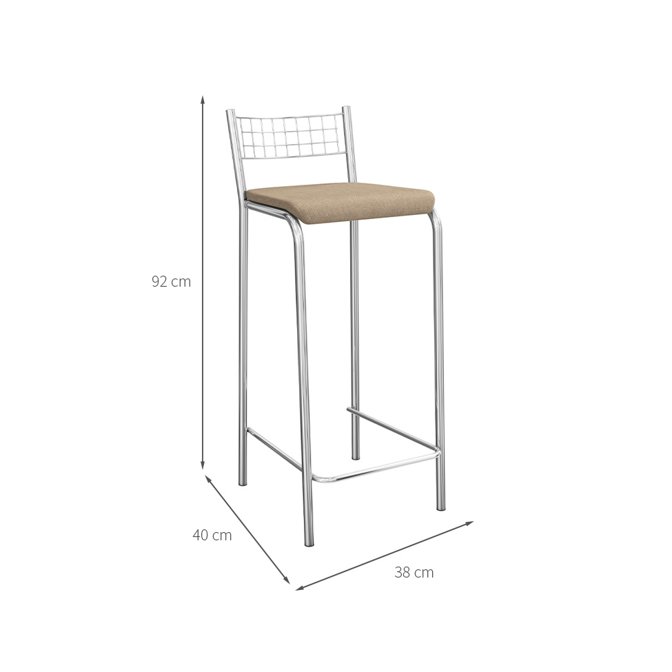 Conjunto com 2 Banquetas Gênova Corino Marrom Claro e Cromado