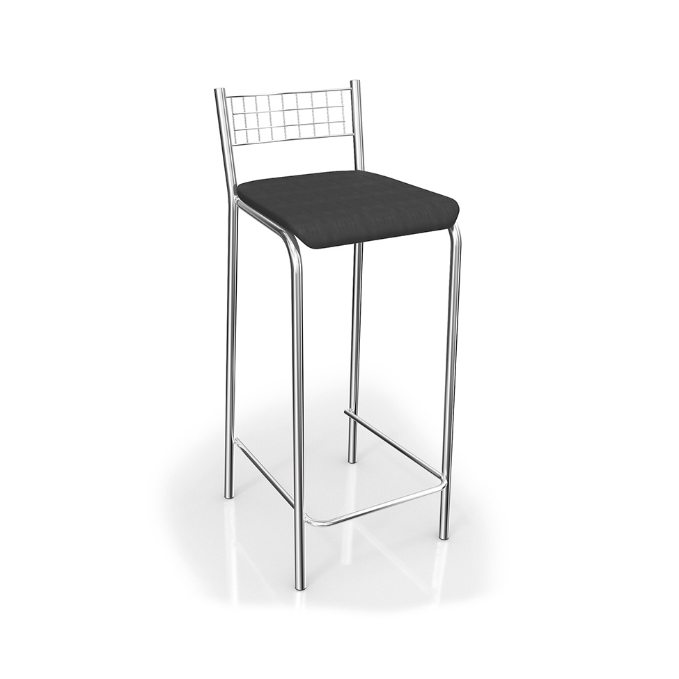 Conjunto com 2 Banquetas Gênova Corino Preto e Cromado
