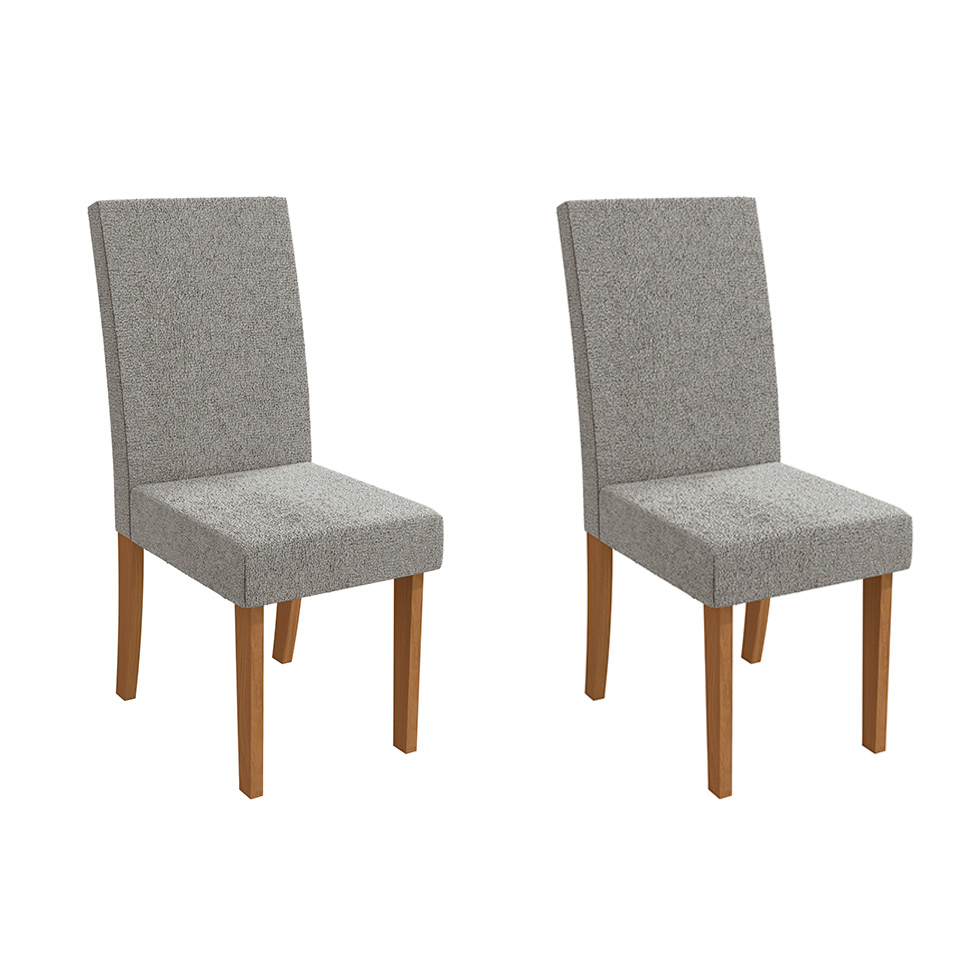 Conjunto com 2 Cadeiras Dalia Bouclé Cinza e Canela