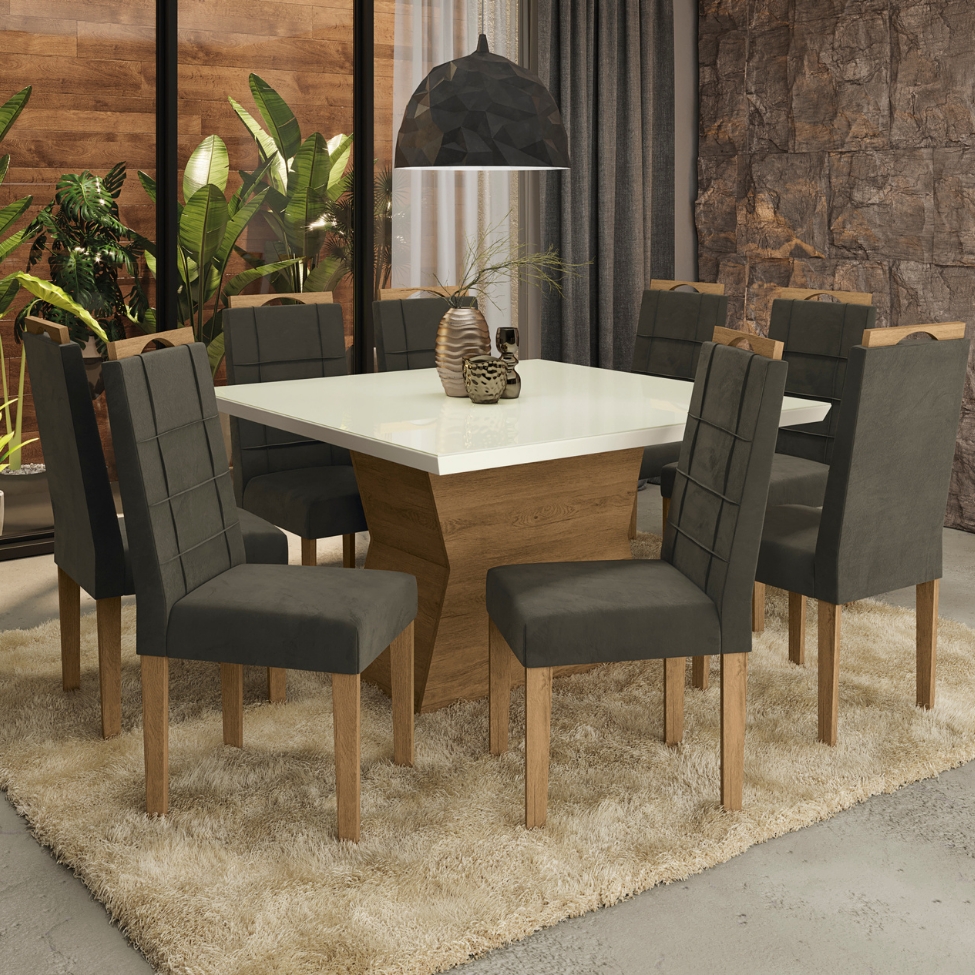 Conjunto com 2 Cadeiras Elle Veludo Chumbo e Freijó