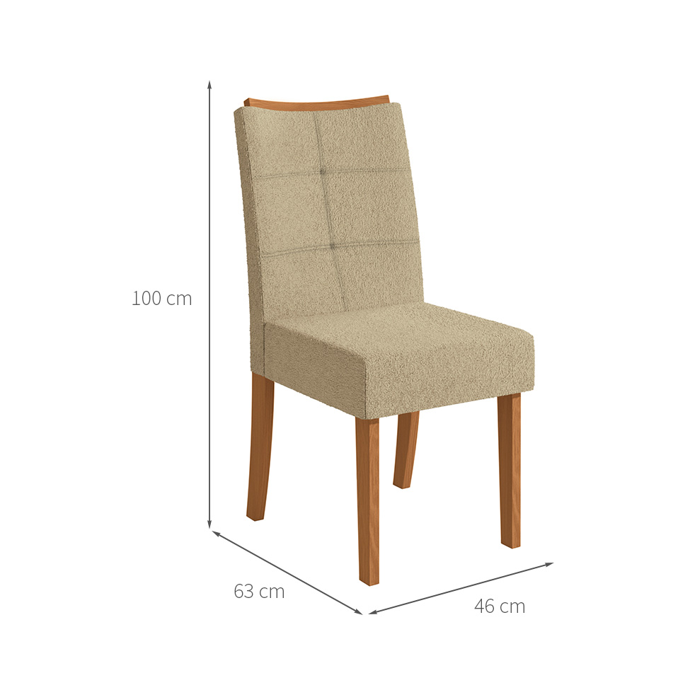 Conjunto com 2 Cadeiras Elva Bouclé Bege e Canela
