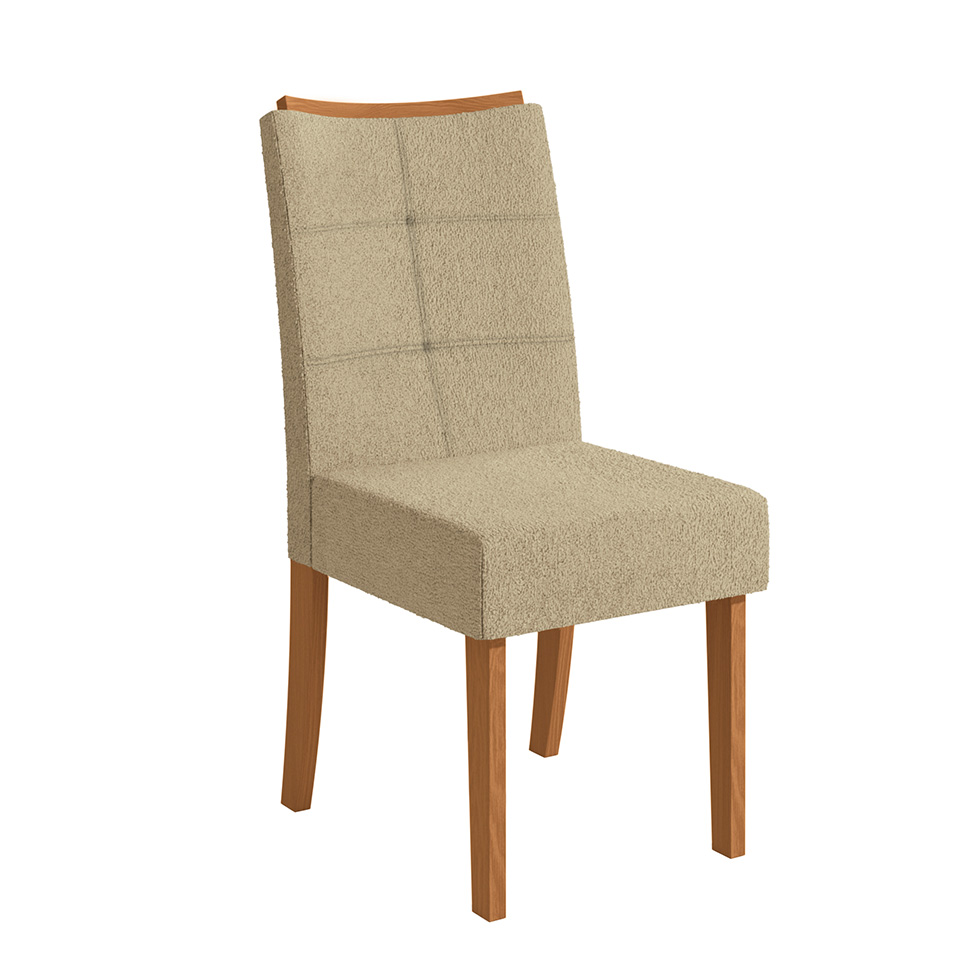 Conjunto com 2 Cadeiras Elva Bouclé Bege e Canela