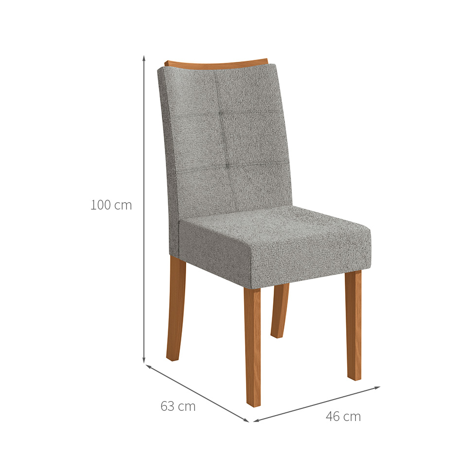 Conjunto com 2 Cadeiras Elva Bouclé Cinza e Canela
