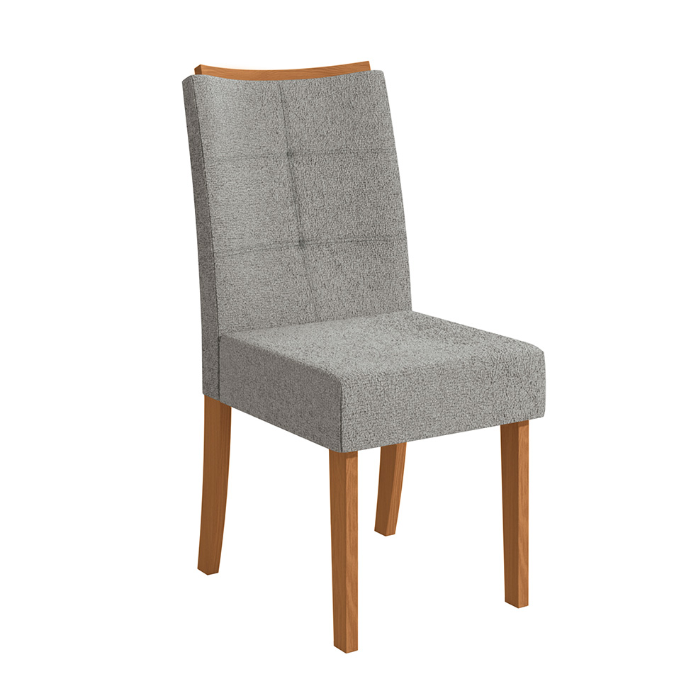 Conjunto com 2 Cadeiras Elva Bouclé Cinza e Canela