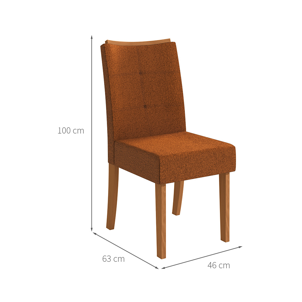Conjunto com 2 Cadeiras Elva Bouclé Terracota e Canela