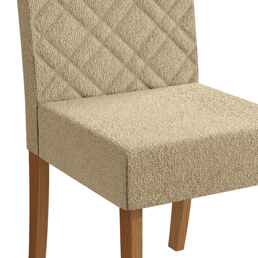 Conjunto com 2 Cadeiras Gardênia Bouclé Bege e Canela