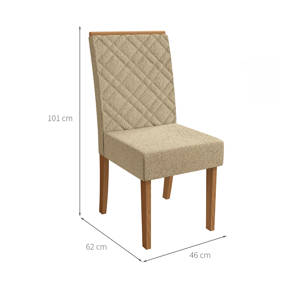 Conjunto com 2 Cadeiras Gardênia Bouclé Bege e Canela