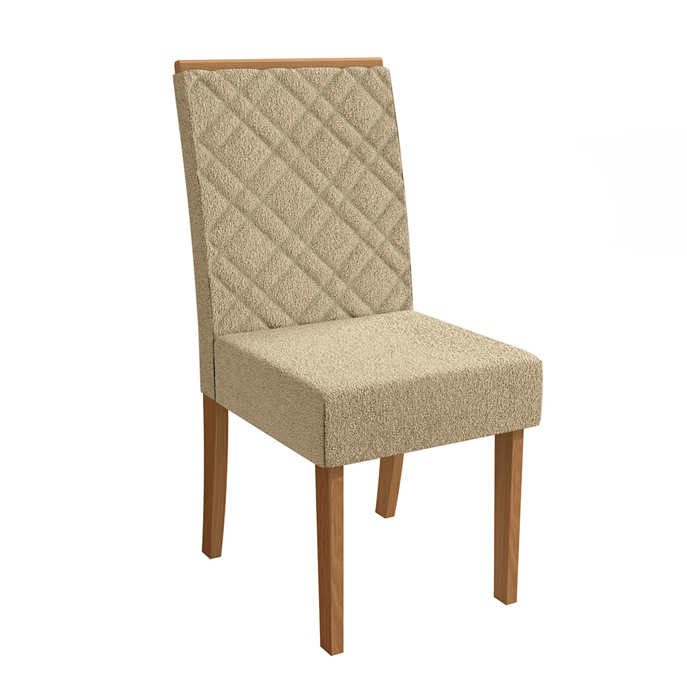 Conjunto com 2 Cadeiras Gardênia Bouclé Bege e Canela