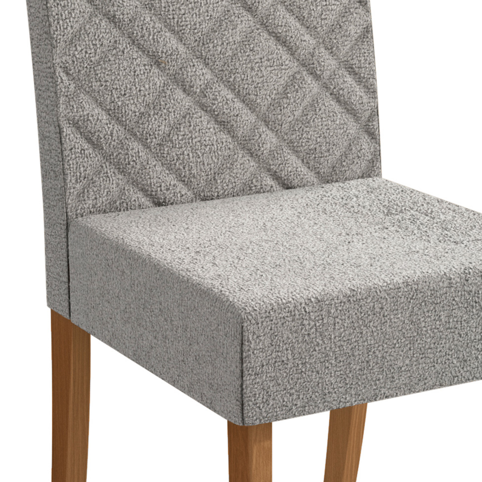 Conjunto com 2 Cadeiras Gardênia Bouclé Cinza e Canela