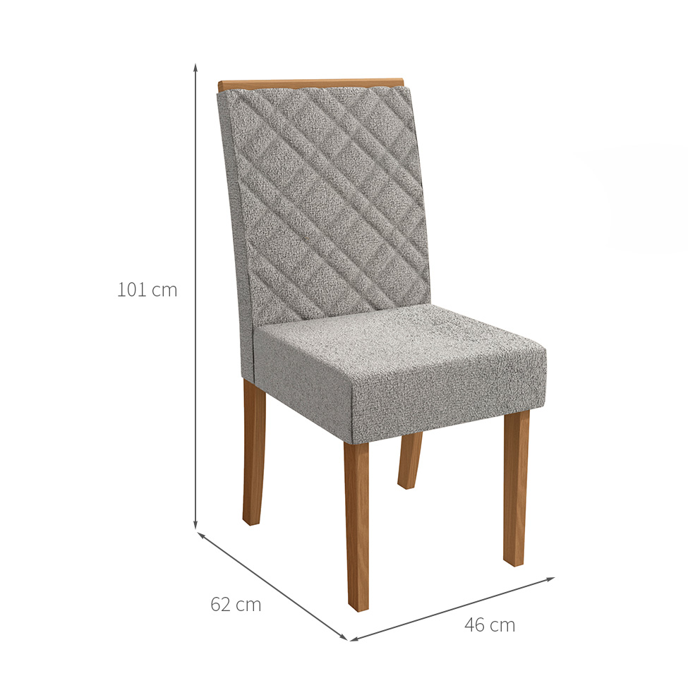 Conjunto com 2 Cadeiras Gardênia Bouclé Cinza e Canela