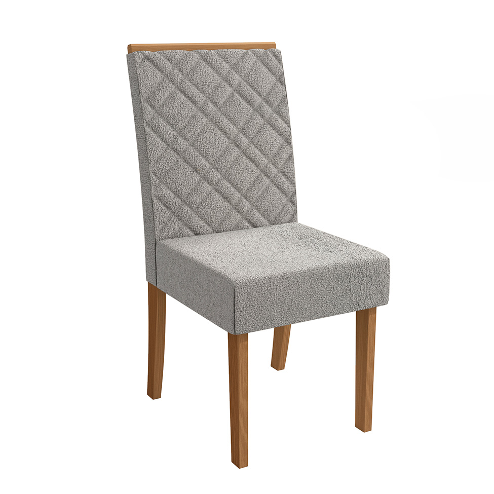Conjunto com 2 Cadeiras Gardênia Bouclé Cinza e Canela
