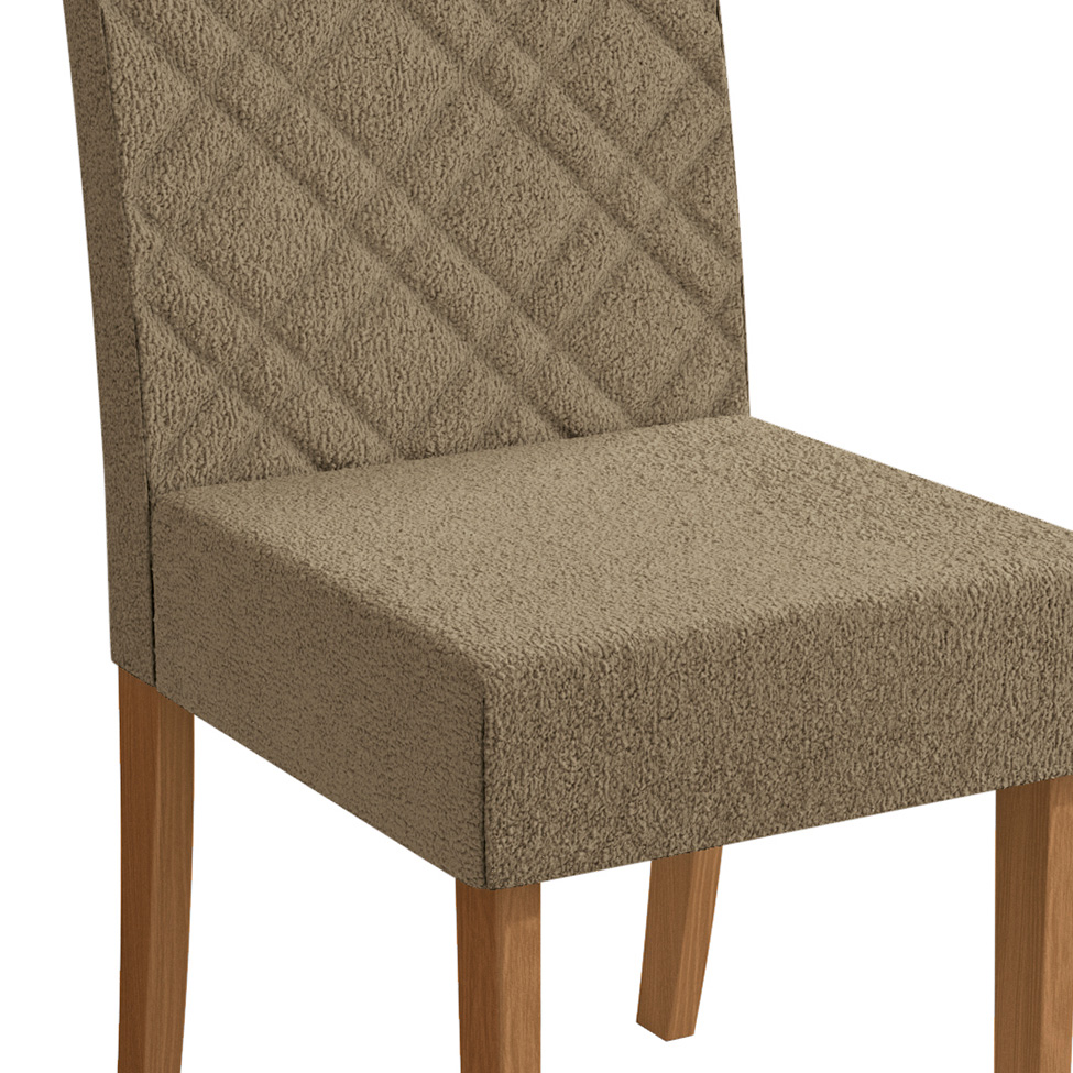 Conjunto com 2 Cadeiras Gardênia Bouclé Fendi e Canela