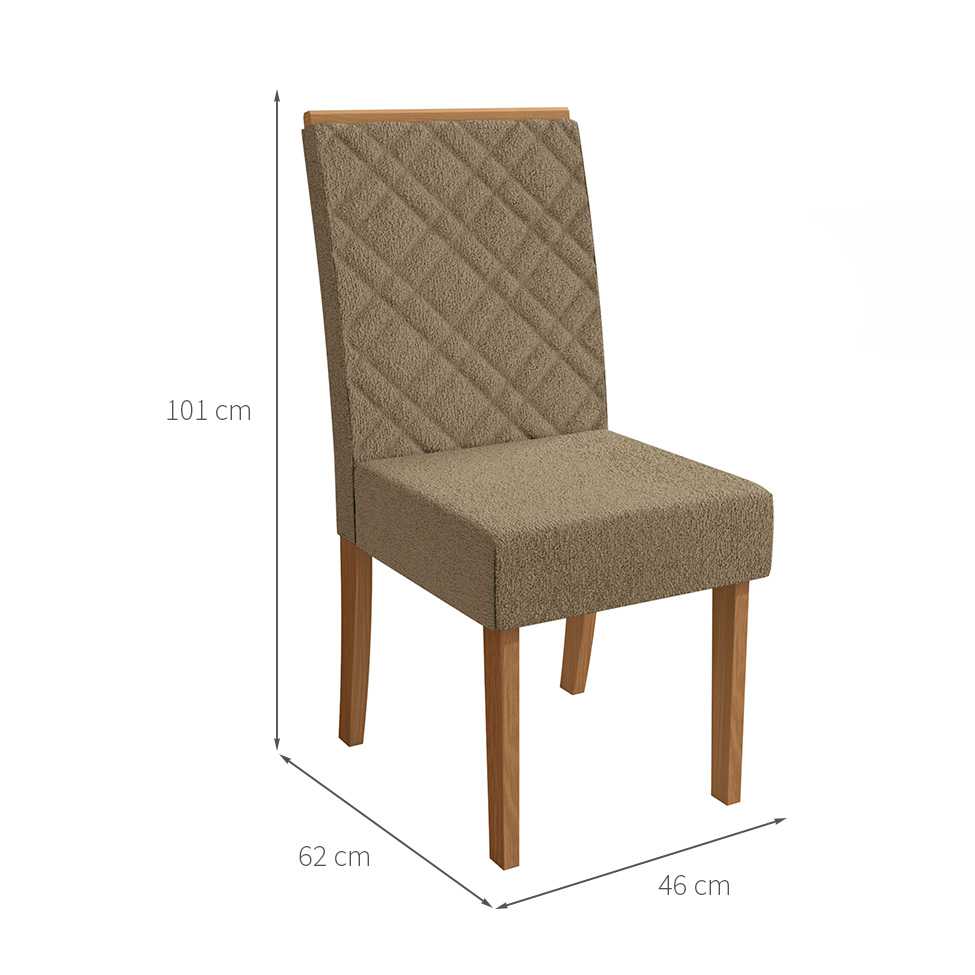 Conjunto com 2 Cadeiras Gardênia Bouclé Fendi e Canela
