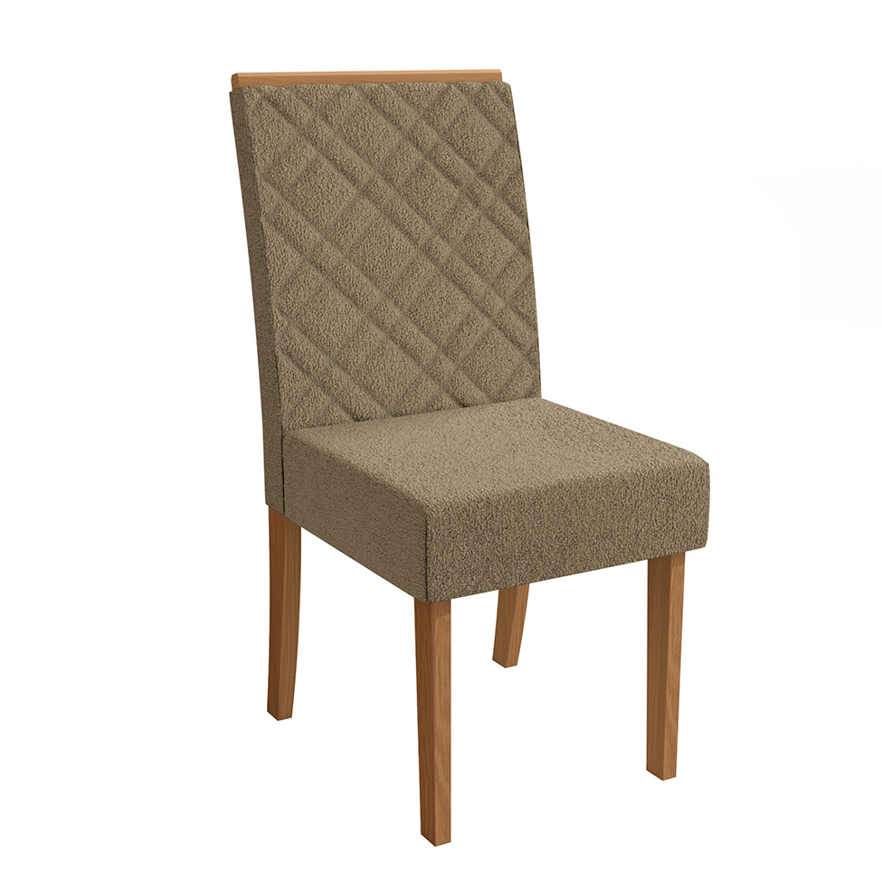 Conjunto com 2 Cadeiras Gardênia Bouclé Fendi e Canela