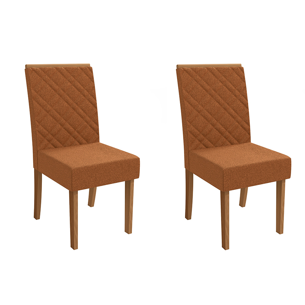 Conjunto com 2 Cadeiras Gardênia Bouclé Terracota e Canela