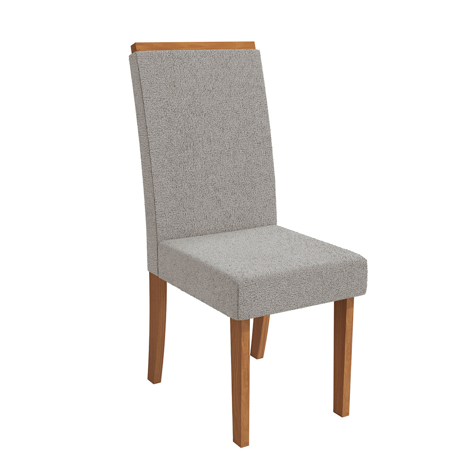 Conjunto com 2 Cadeiras Iris Bouclé Cinza e Canela