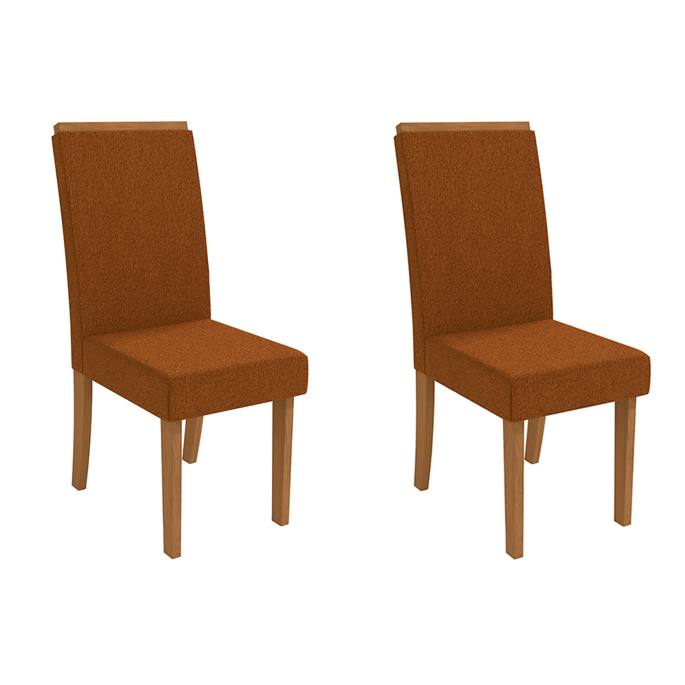 Conjunto com 2 Cadeiras Iris Bouclé Terracota e Canela