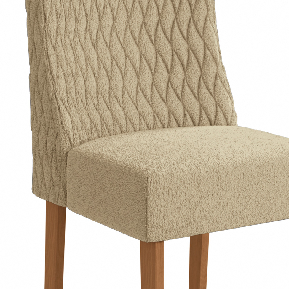 Conjunto com 2 Cadeiras Jasmin Bouclé Bege e Canela