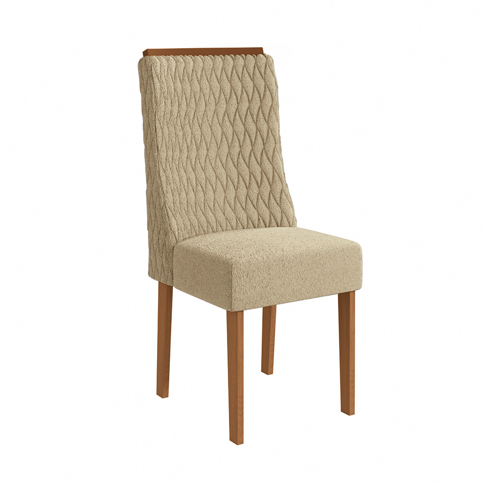 Conjunto com 2 Cadeiras Jasmin Bouclé Bege e Canela