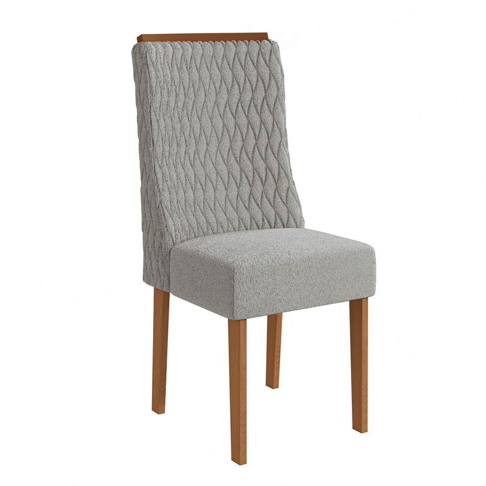 Conjunto com 2 Cadeiras Jasmin Bouclé Cinza e Canela