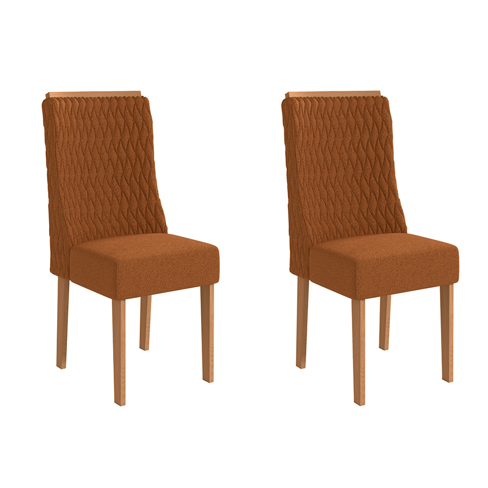 Conjunto com 2 Cadeiras Jasmin Bouclé Terracota e Canela