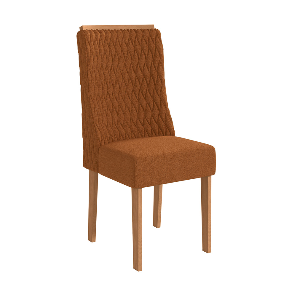 Conjunto com 2 Cadeiras Jasmin Bouclé Terracota e Canela