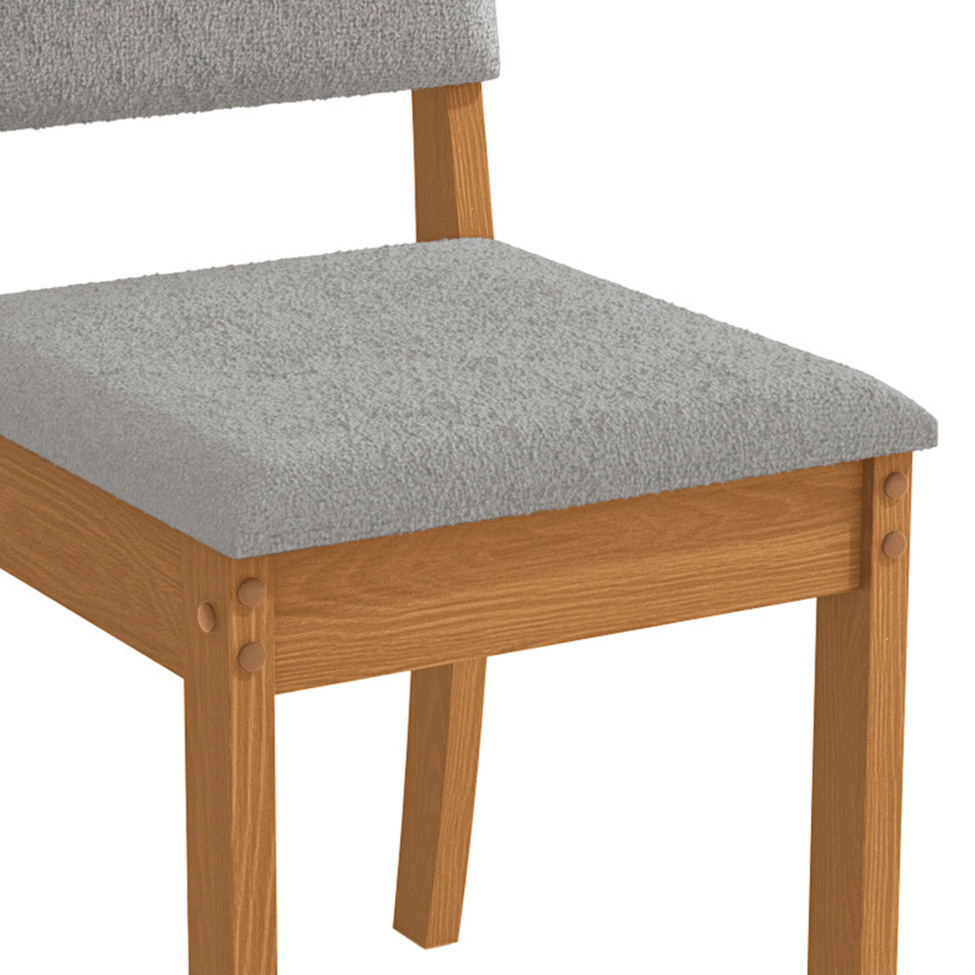 Conjunto com 2 Cadeiras Luna Bouclé Cinza e Canela