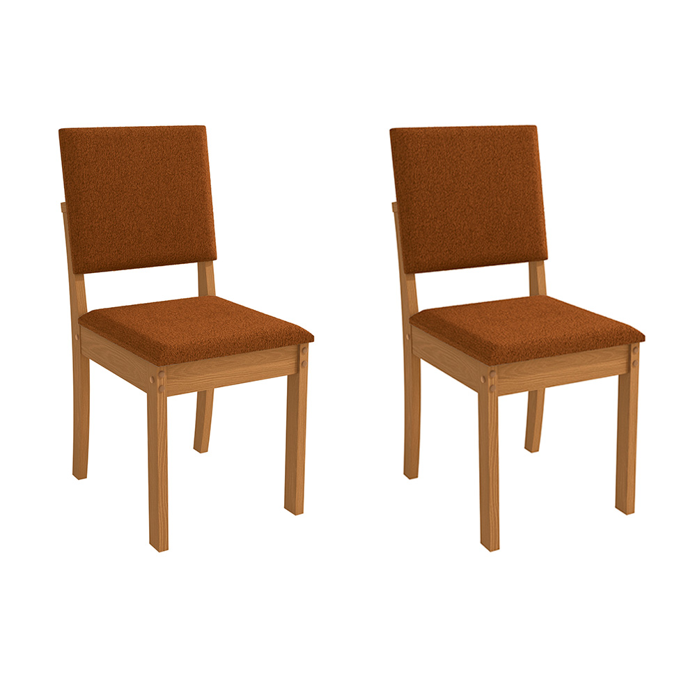 Conjunto com 2 Cadeiras Luna Bouclé Terracota e Canela