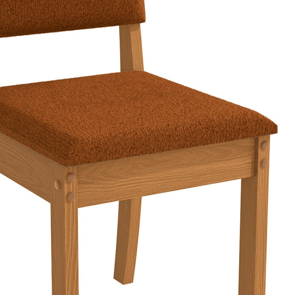 Conjunto com 2 Cadeiras Luna Bouclé Terracota e Canela