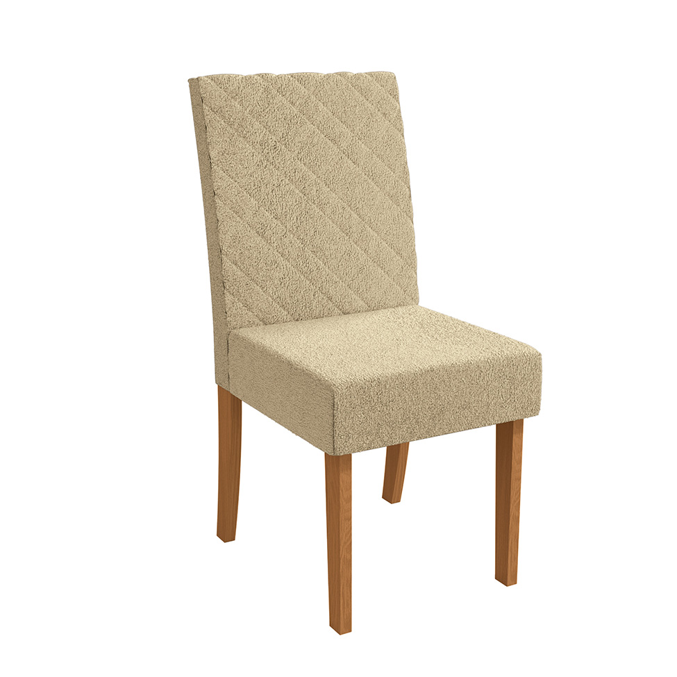 Conjunto com 2 Cadeiras Verbena Bouclé Bege e Canela