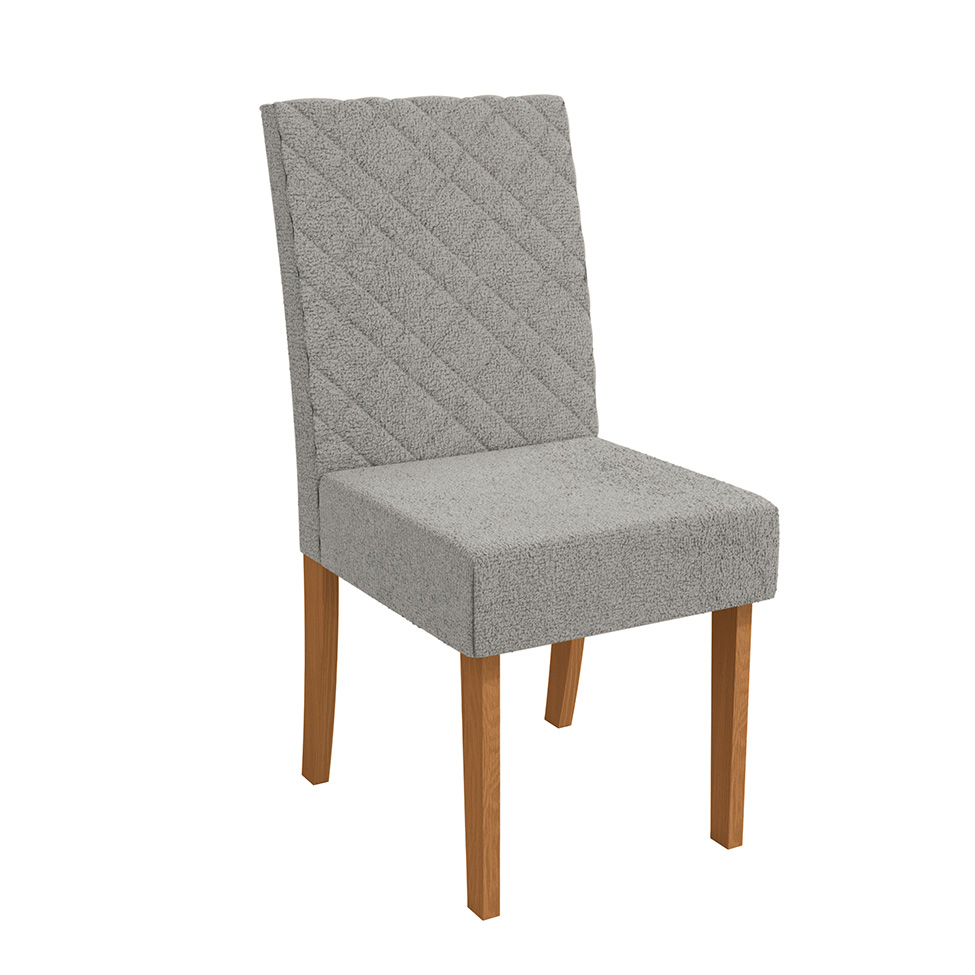 Conjunto com 2 Cadeiras Verbena Bouclé Cinza e Canela